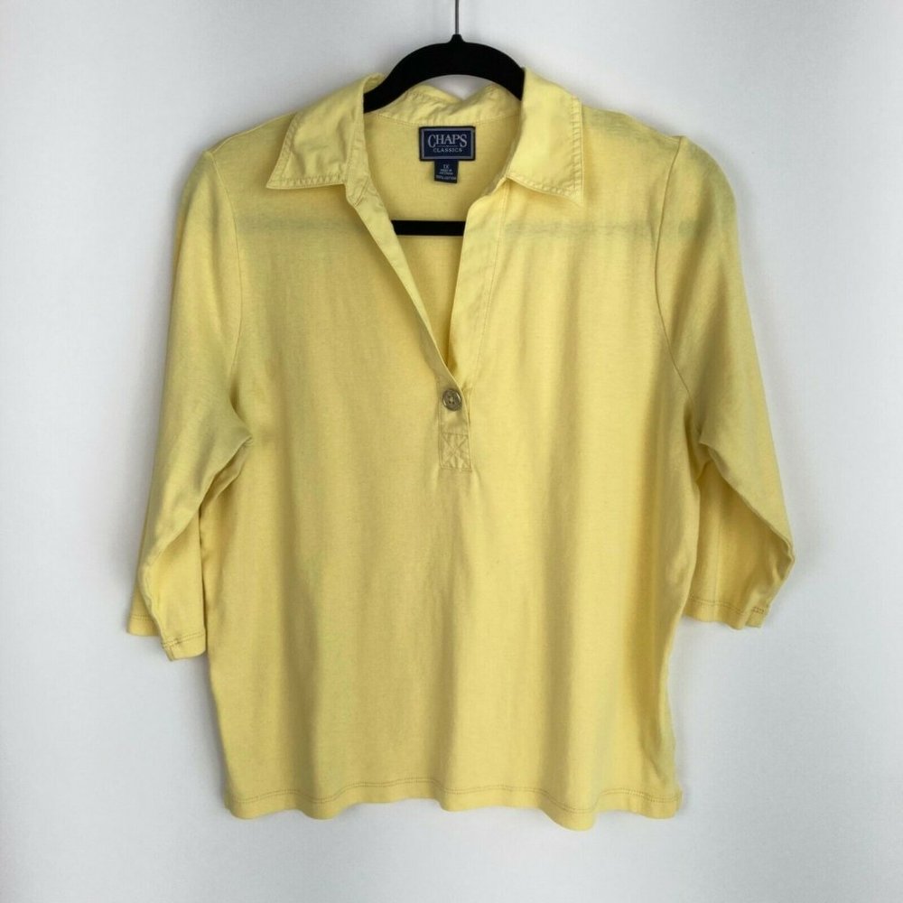 Chaps Classics 3/4 Sleeve Cotton Blouse Top 1X
